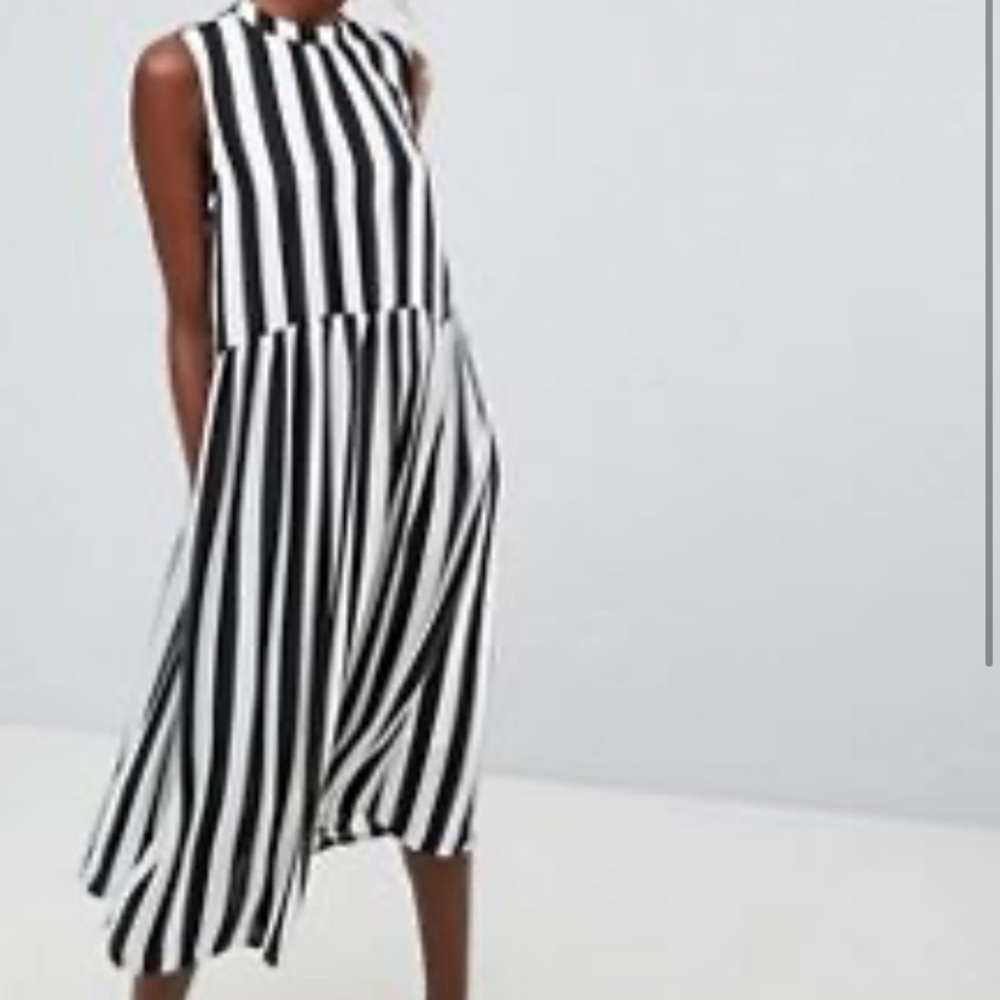 Asos Black white stripe midi dress